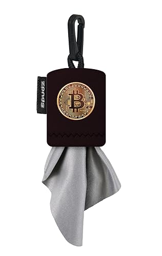SPUDZ Classic Microfiber Lens Cleaner - Clip-On Pouch, Washable - for Binoculars, Scopes, Glasses, Screens | Bitcoin, 6 x 6 Inch