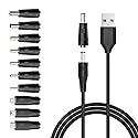 Powseed 5V DC Power Cord, USB to DC Plug Charging Cord with 10 Adapter Plugs to Charge LED Pixel Light, USB-HUB, Mini Fan, Camera, Cartoon Watch…