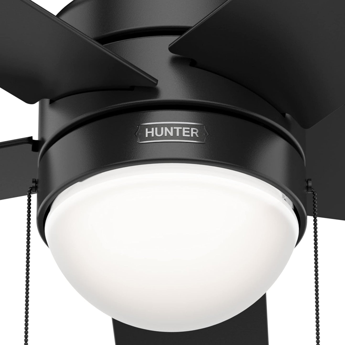 Hunter Fan 44 inch Casual Matte Black Indoor Ceiling Fan with LED Light Kit and Pull Chain (Renewed)