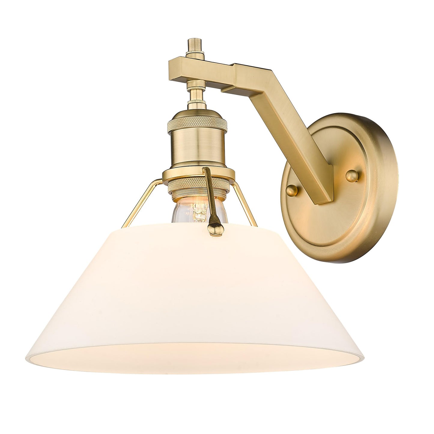 Golden Lighting Yep Orwell 1-Light Wall Sconce in Brushed Champagne Brass and Opal Glass