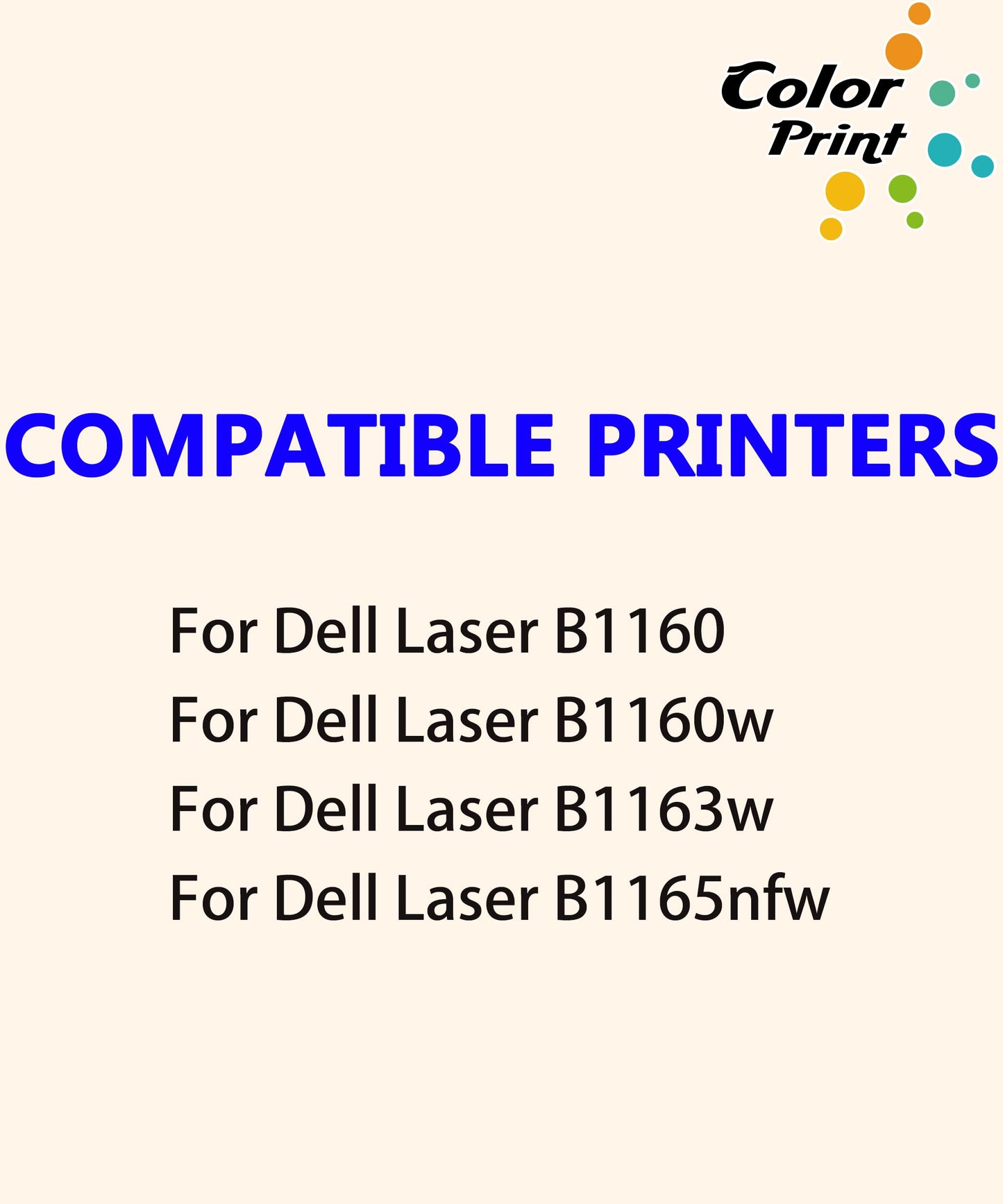 2-Pack of Black ColorPrint Compatible B1160 Toner Cartridge Replacement for Dell B1160W B1163w 1160 YK1PM 331-7335 Work with B1165nfw HF44N HF442 Mono