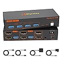 4K Kvm Switch 2 Monitors 2 Computers 4K@60Hz HDMI Displayport Dual Monitor KVM Switches 2 Ports for 2 PC Share Mouse Keyboard and 2 Screens with USB