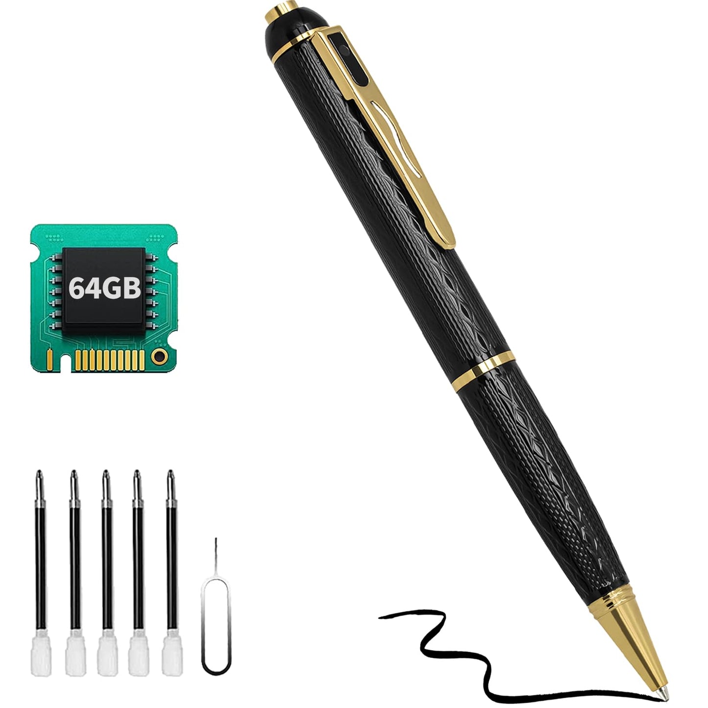 LYPXYYDS 1080P Body Camera Pen, 64GB Secret MINI Camera with 300 Minutes Long Battery Life, HD Body Video Recorder Cam