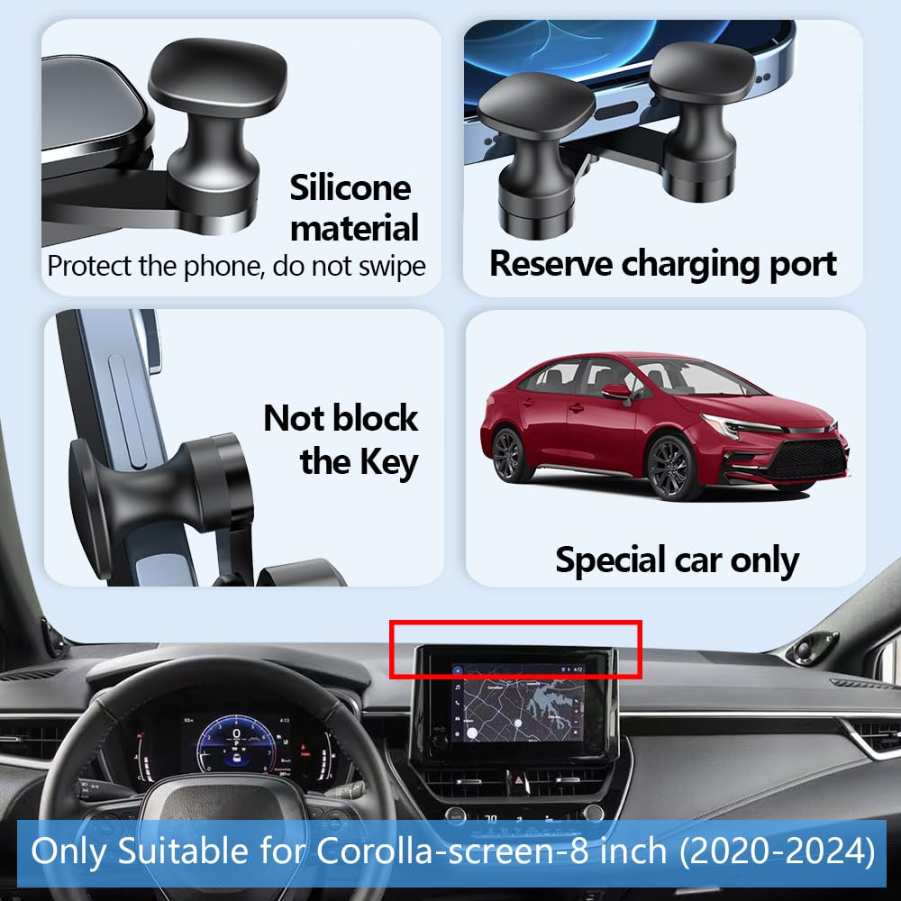 LUNQIN Car Phone Holder for Toyota Corolla 2020 2023 2024 2025 2026 Corolla Cross Hybrid 8 inch Touchscreen Auto Accessories Navigation Screen Bracket