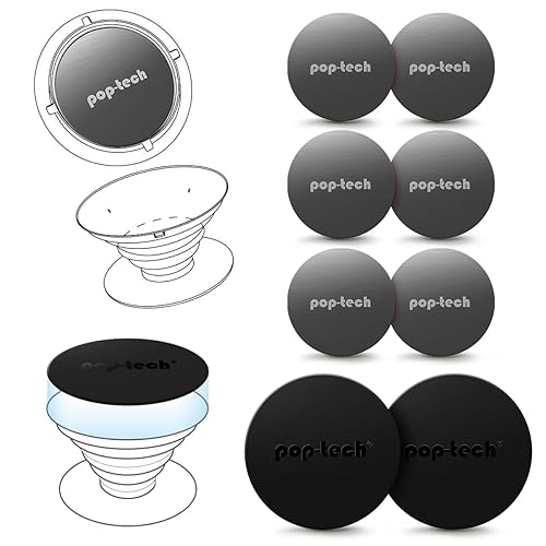 Metal Plate for Phone Magnet, 8 Pack Replacement Magnet Disc Magic Mount Plate with Adhesive Backing for Socket Grips & Magnetic Car Holder Cradle