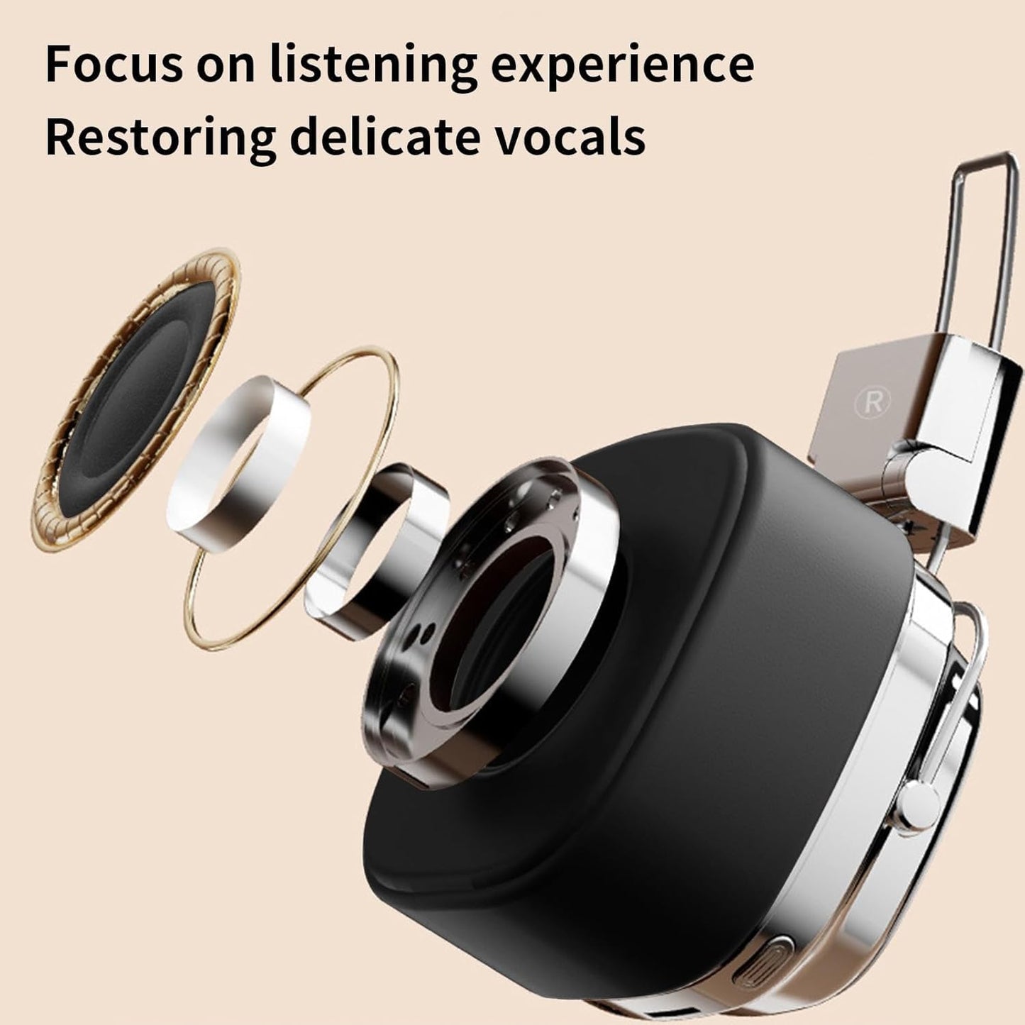 EXECCZO Wireless Bluetooth Headphones, Foldable HiFi Stereo Low Latency Pluggable Memory Card Suitable for Games Mobile Phones Table Pad Computers