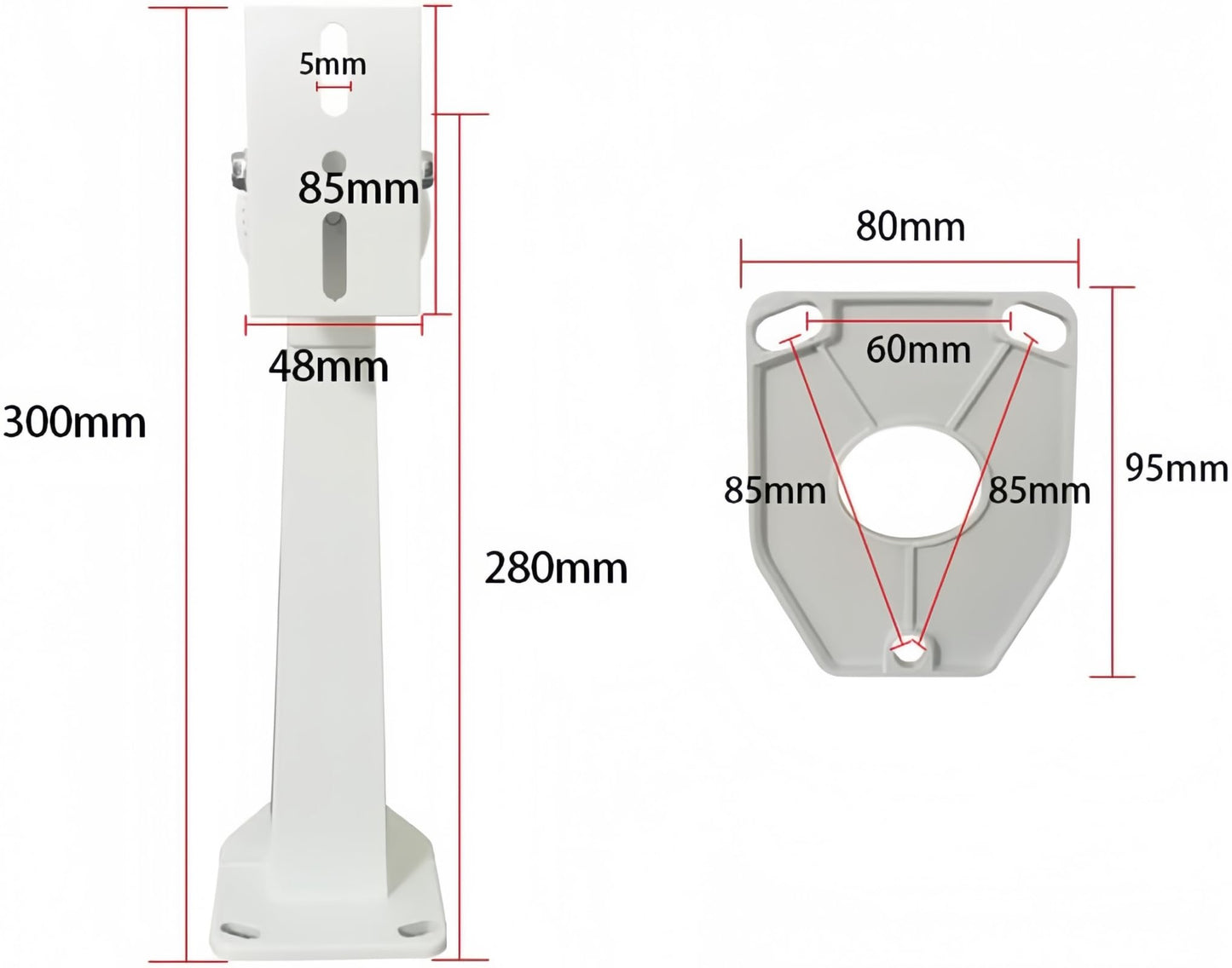 GledeYeTec CCTV Security Wall Mount Bracket with Duckbill & L-Shaped Adapter for Dome Cameras & Solar Panels, Includes 2 Extra 30cm Cable Ties
