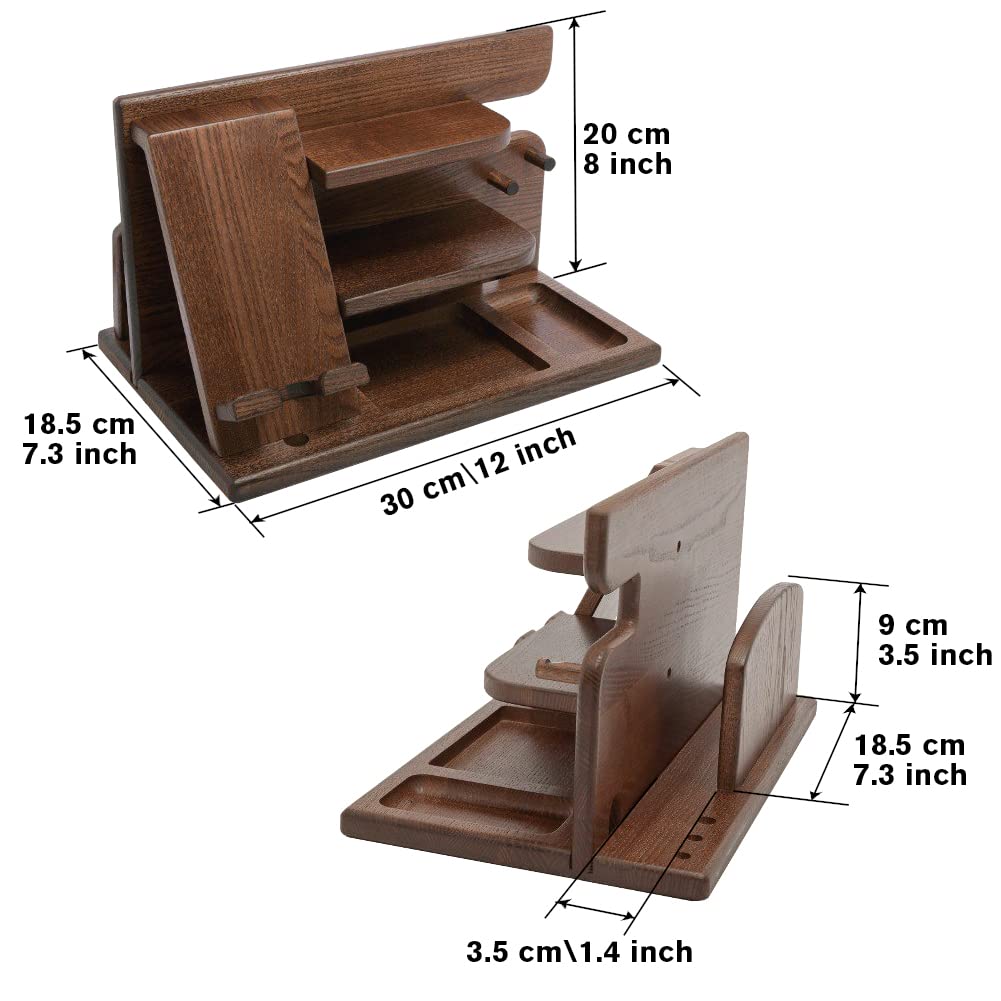 Gifts for Men Christmas, Wood Phone Docking Station, Mens Gifts for Birthday or Gifts for Dad Fathers Day, Desk Workspace Organizer Nightstand
