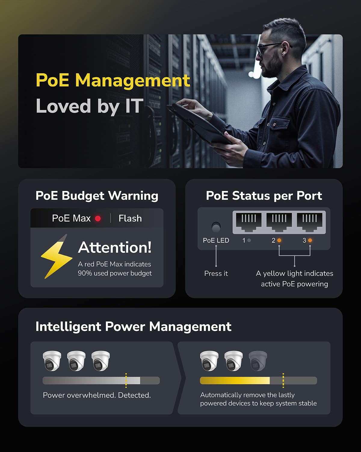 Cudy 8 Port Gigabit PoE Switch, 120 Watts PoE Budget, 8 10/100/1000Mbps PoE+ Ports, 2 Gigabit Uplink Ports , 802.3at, 802.3af, 1/2 (+), 3/6 (-)