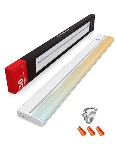 30 Inch Hardwired Under Cabinet Lighting, 3 Color Setting Dimmable LED Under Cabinet Lights Wired, 1700LM Linkable Under Counter Lights for Kitchen