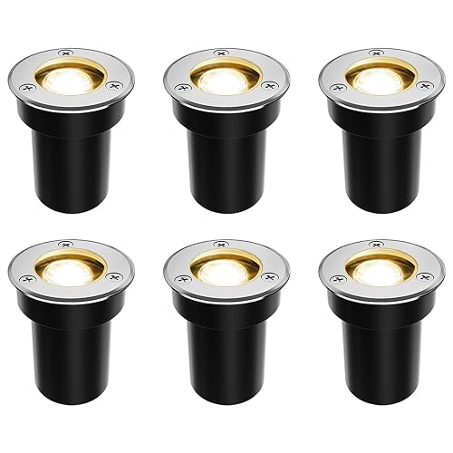 SUNRIVER Low Voltage Landscape Lights,1W Outdoor In-Ground Lights 12V-24V LED Landscape Lighting for Paver, Deck, Step, Garden, IP67 Waterproof (6