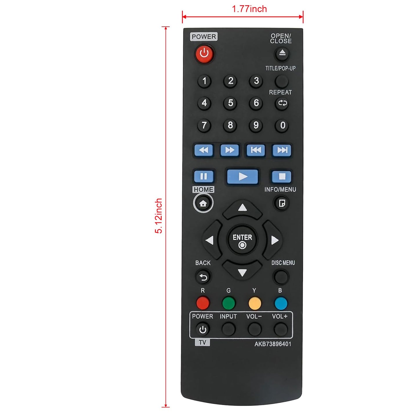 New AKB73896401 Replace Remote for LG BLU RAY DISC DVD Player BP135 BP145 BP155 BP175 BP255 BP300 BP335W BP340 BP350 BPM25 BPM35 UP870 UP875 BP550