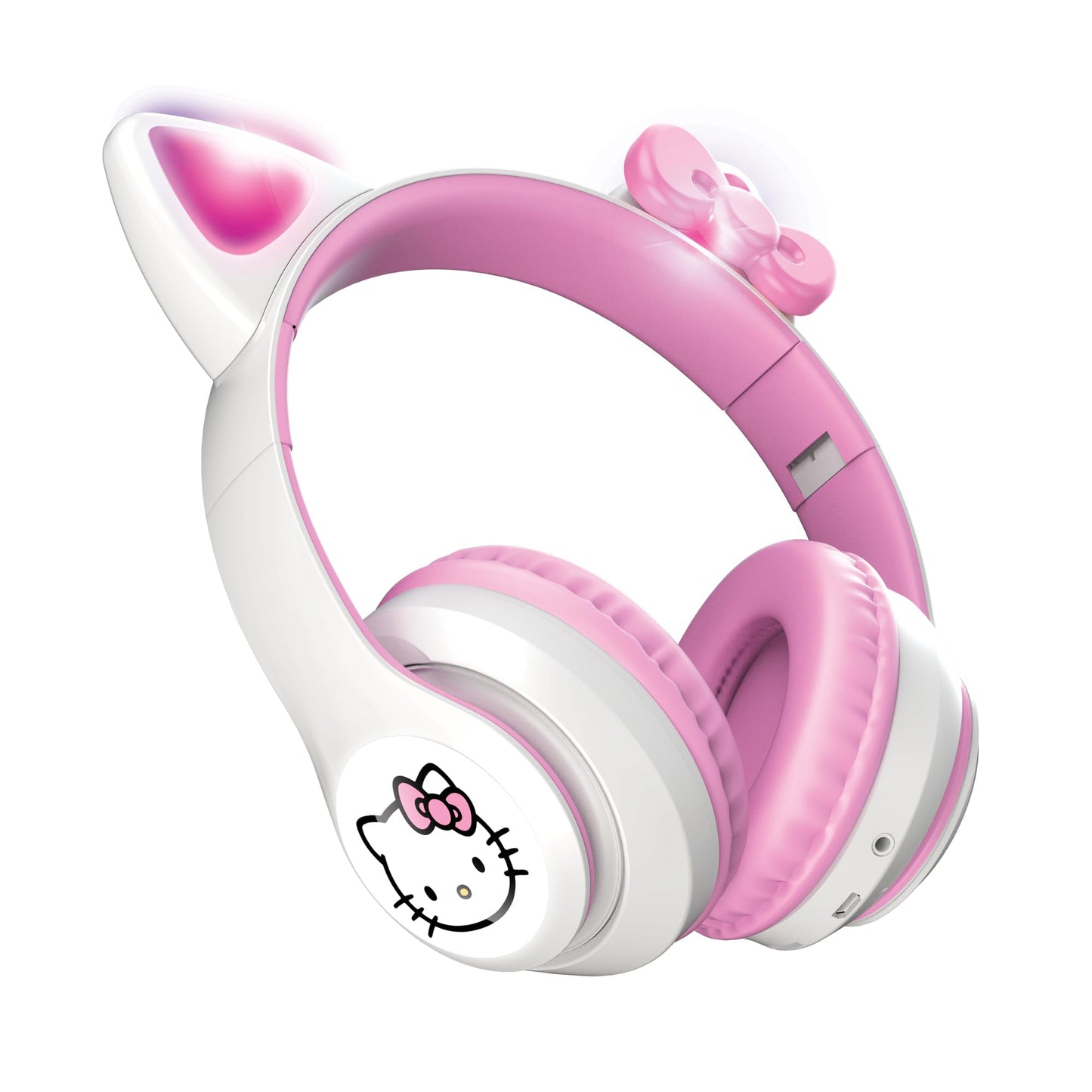 Hello Kitty Wireless Bluetooth Light-Up Headphones with Foldable Design, Adjustable Headband, 8 Hours Playtime, LED Kitty Earcups, for Kids & Adults