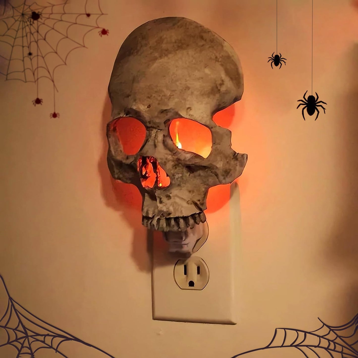 gzrnje Human Skull Night Light,2025 New Skull Night Light,Horrible Light Decoration for Halloween Party and Home Decor.