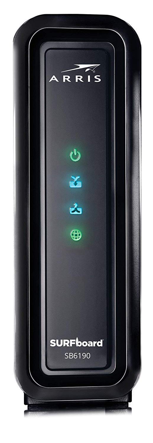 ARRIS Surfboard (32x8) DOCSIS 3.0 Cable Modem, 1.4 Gbps Max Speed, Certified for Comcast Xfinity, Spectrum, Cox, Cablevision & More (SB6190 Black)