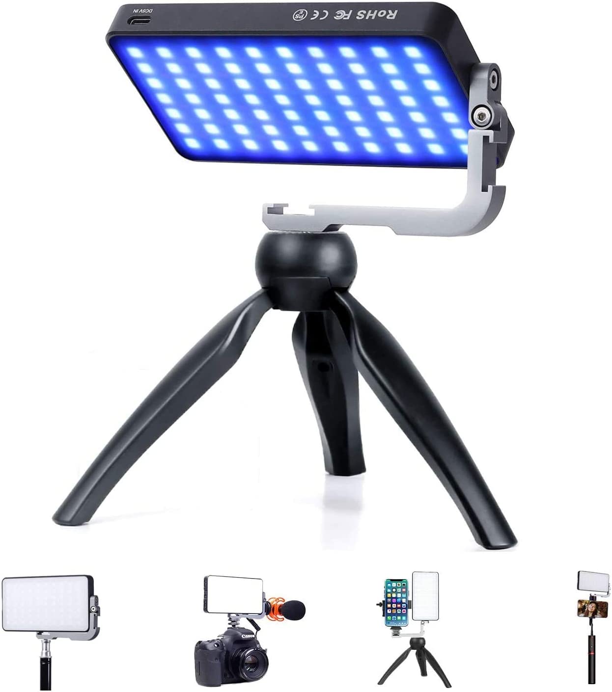 IVISII G2 Pocket RGB Camera Light,Built-in 7200mAh Rechargeable Battery 360°Full Color Gamut 9 Light Effects,2600-10000K LED Video Light Panel