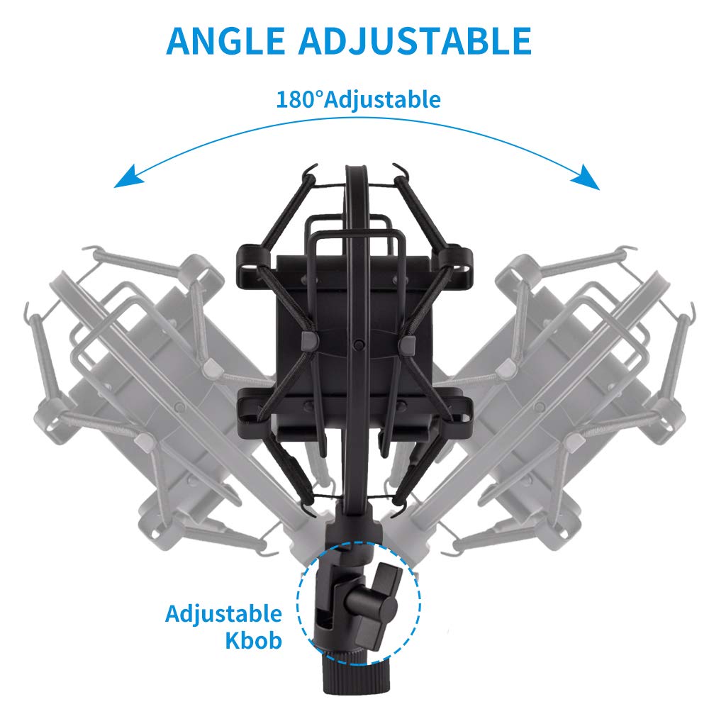 LYRCRO Microphone Shock Mount, Mic Anti-Vibration Suspension Shock Mount Holder Clip for 44mm-49mm Diameter Condenser Mic like MXL V67G V67i V69M V87