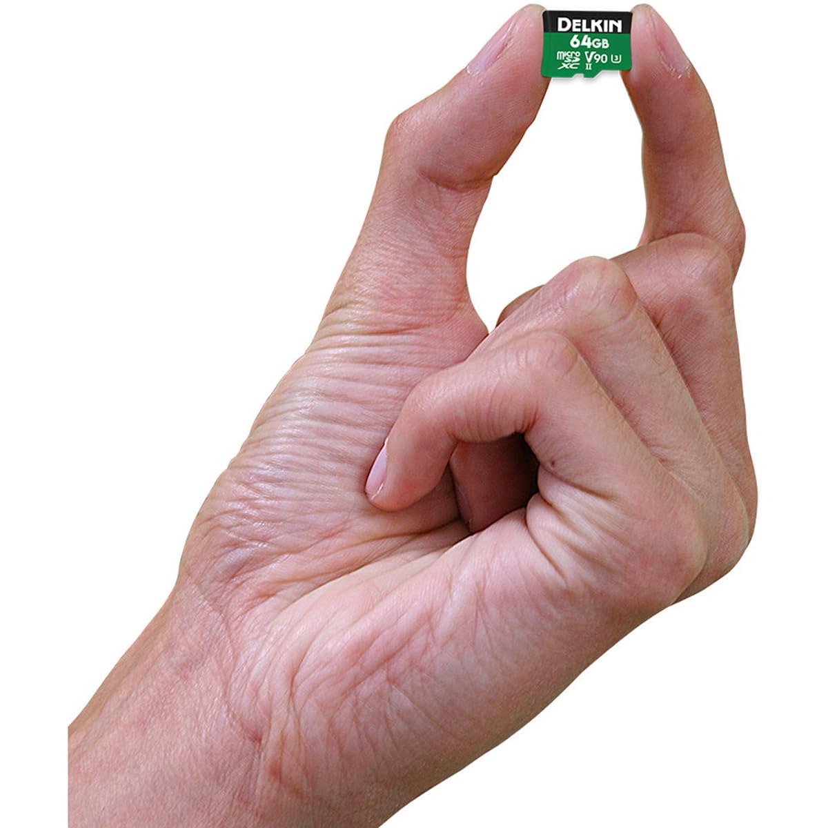 Delkin Devices 64GB Power MicroSD UHS-II (V90) - 300MB/s Read, 250MB/s Write, for 8K, 4K, 3D, HDR, and 360 Video Recording | High-Performance