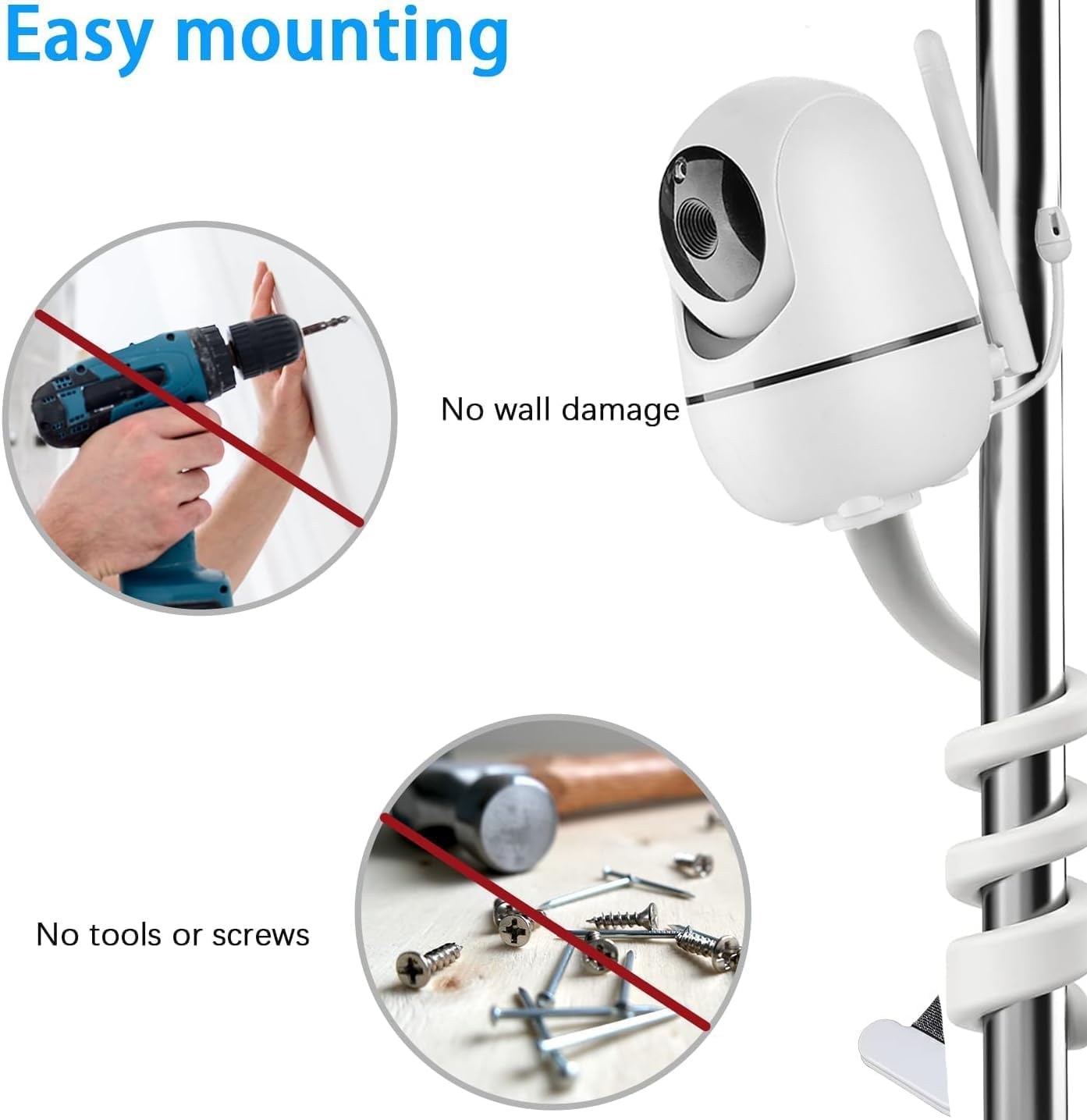 Flexible Baby Monitor Mount Bracket for Hello Baby HB6550/Pro/Plus/HB65/HB66/HB6339/HB248 and ANMEATE SM935E, 17.15 Inch Twist Stand Suitable for Crib