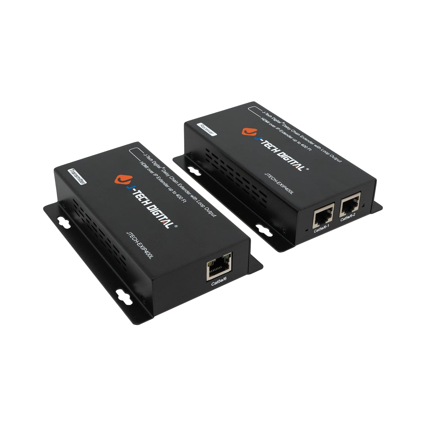 J-Tech Digital HDMI Extender Over Cat 5e/Cat6 Cable Daisy Chain Cascade to Multiple Receivers TCP/IP up to 1080P FHD 60Hz 400ft / 120M HDCP 1.4