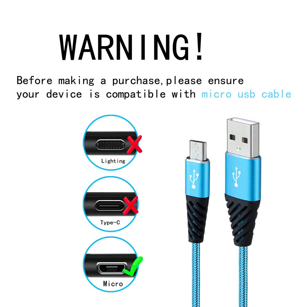 Bynccea Micro USB Cable Fast Charge,Nylon Braided Android USB Cable 6FT 5-Pack Phone Charging Cord Compatible with Samsung Galaxy S6 S7 Edge J3