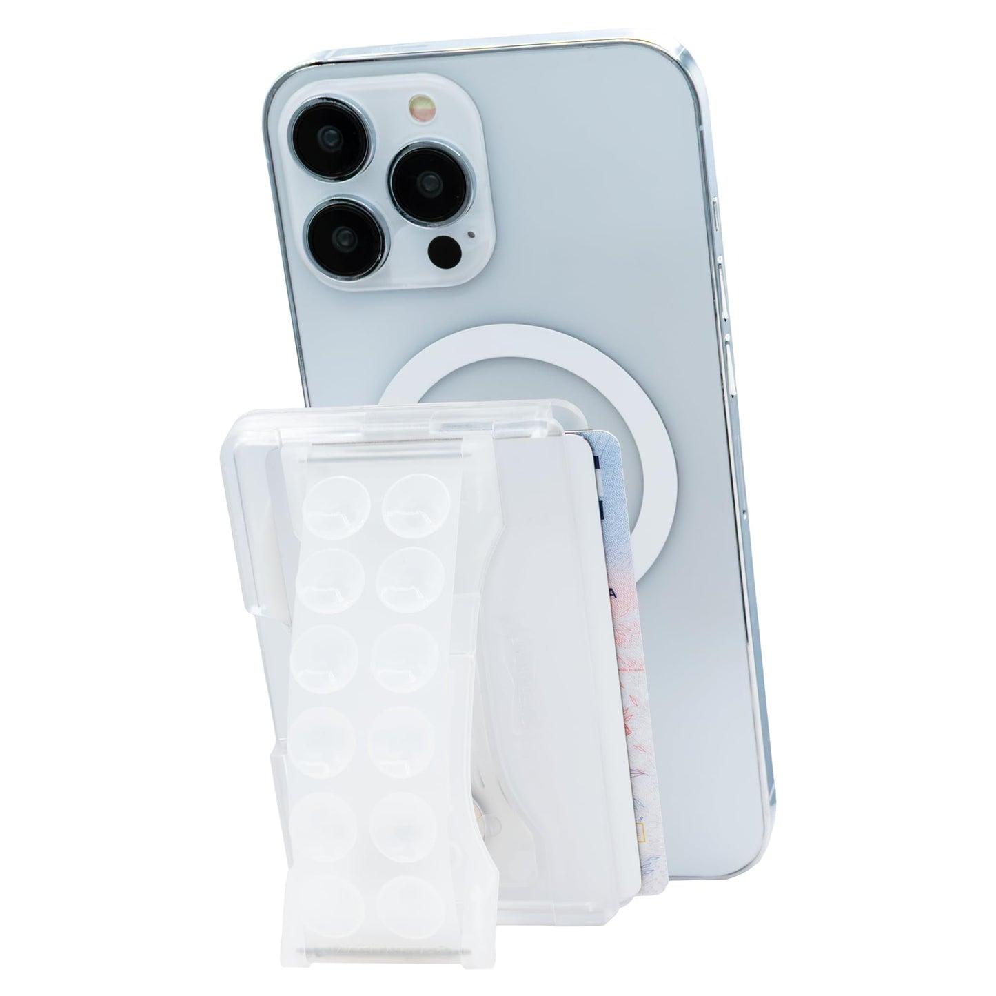 LOVEHANDLE Suction Phone Wallet with Kickstand and Adapter Ring for MagSafe - Magnetic Card Holder -Wireless Charging Compatible - Strong Suction Grip