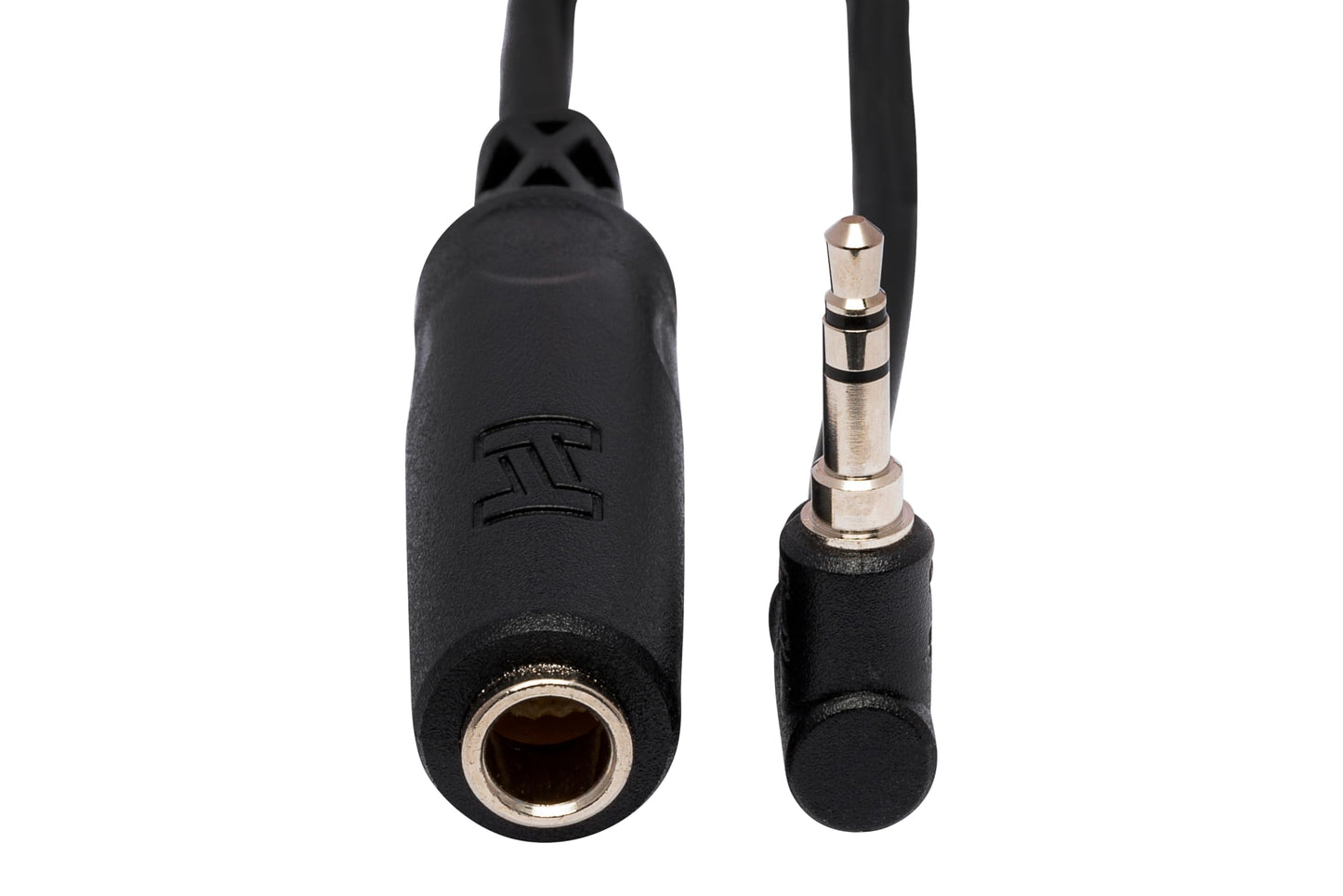Hosa MHE-100.5 Headphone Adaptor, 1/4 Inch TRS to Right-angle 3.5 mm, 6 Inches
