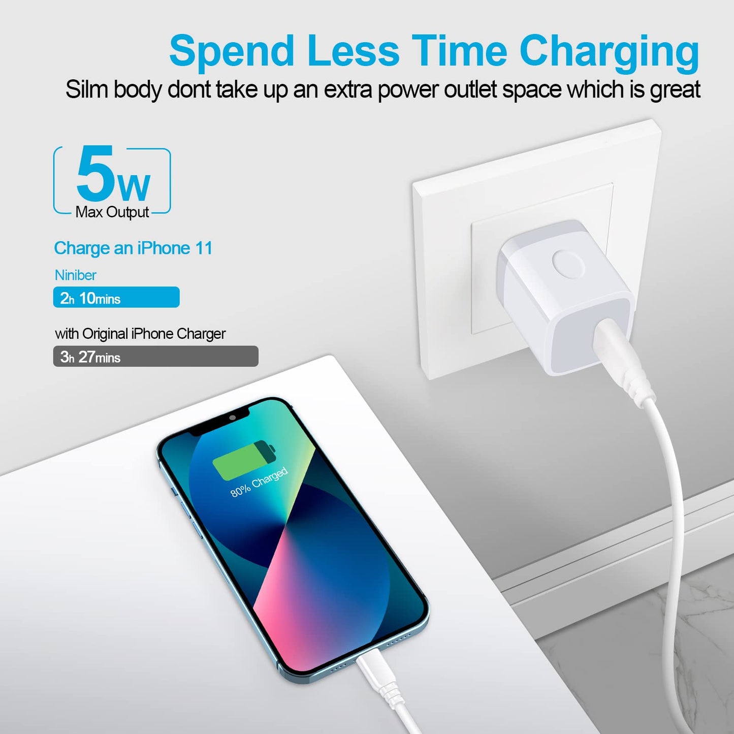 Wall Charger Adapter USB Charging Block, 5Pack Single Port USB Plug in Charger Cube Box Power Blocks Brick Charger Station Compatible with Samsung