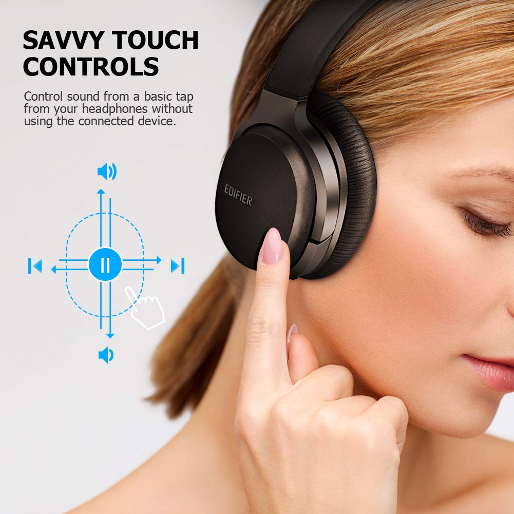 Edifier W860NB Wireless Active Noise Cancelling Headphones with Microphone Hybrid ANC Bluetooth Earphones with Touch Control for TV Computer…