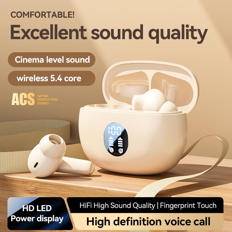 Wireless Earbuds, Bluetooth 5.4 Headphones Stereo Bass with Noise Cancelling Mic, Playtime in Ear Ear Buds with LED Power Display Charging Case, IPX7…