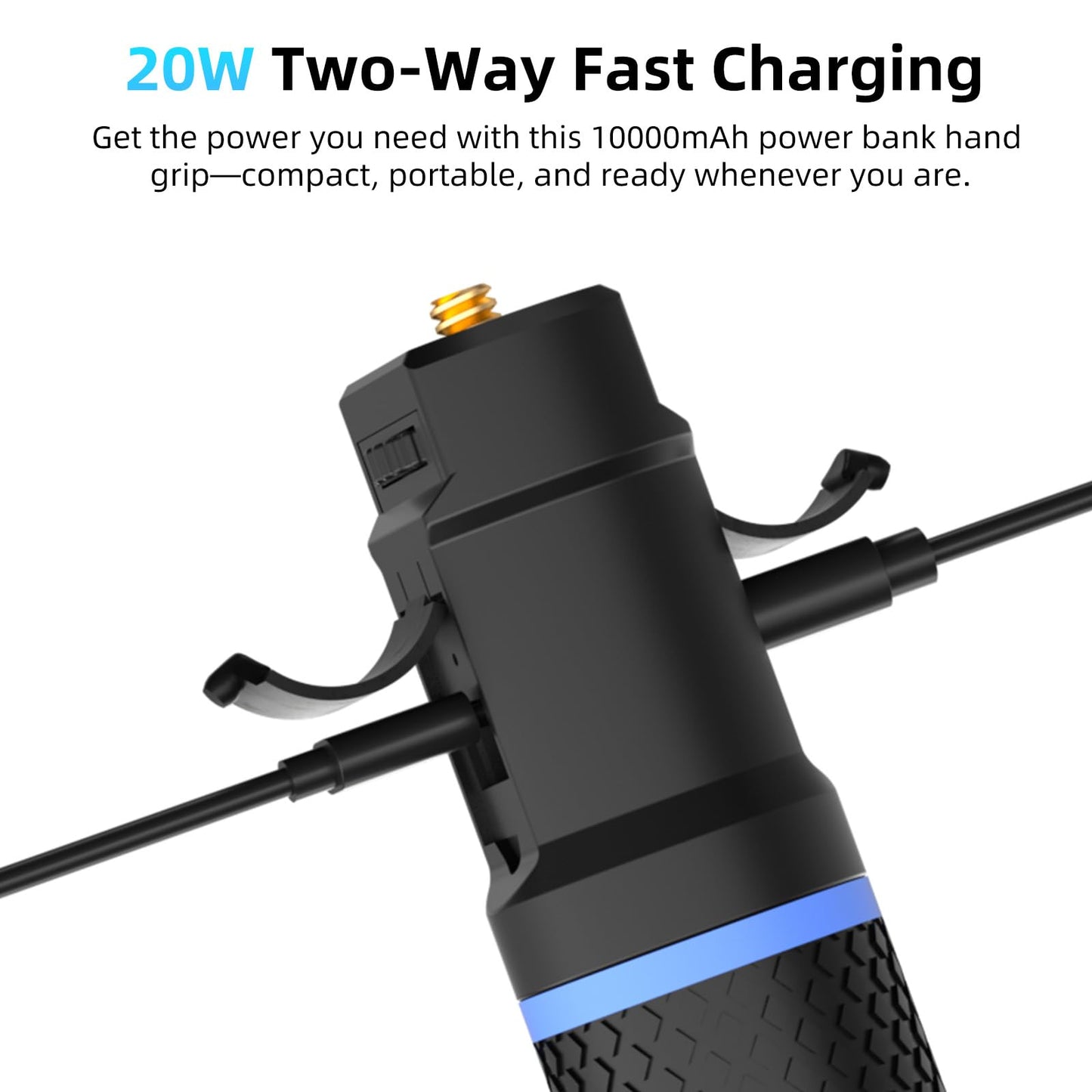 Newmowa 10000mAh Power Bank Handle Grip, PD/QC Fast Charging, Portable Tripod Compatible for Phone, GoPro Hero, DJI Action Camera, Insta 360, Digital
