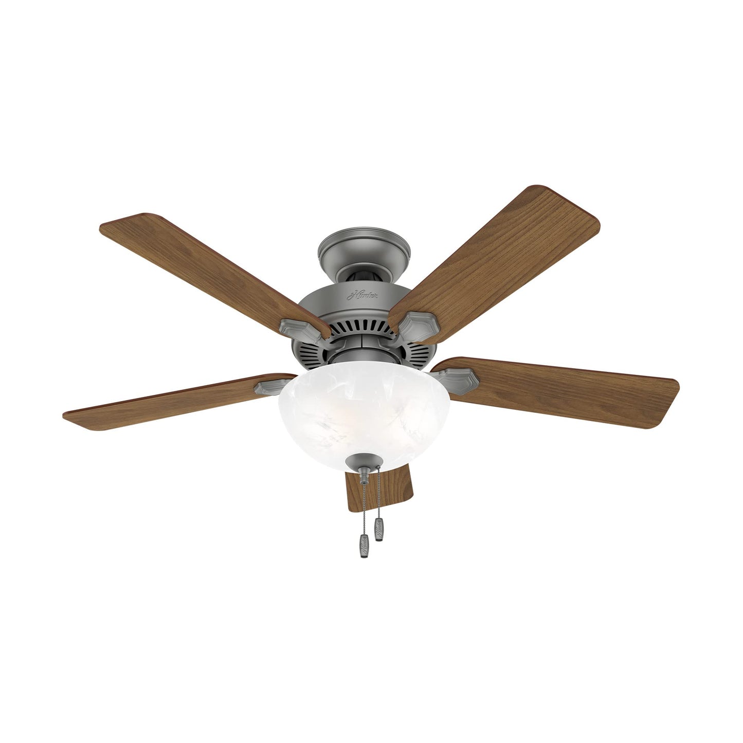 Hunter Fan Company, 44 inch ceiling fan with light, Swanson Matte Silver LED Fan, Pull Chain