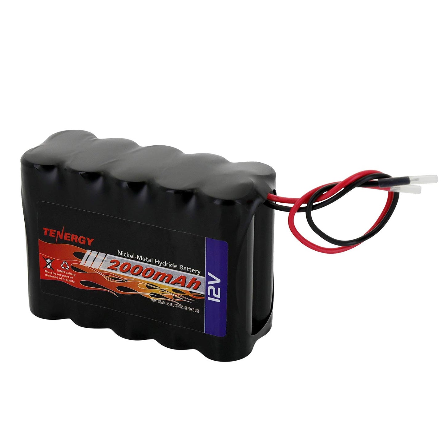 Tenergy NiMH Battery Pack 12V 2000mAh High Capacity Rechargeable Battery w/Bare Leads Replacement Battery Pack for DIY, Medical Equipments, LED Light…