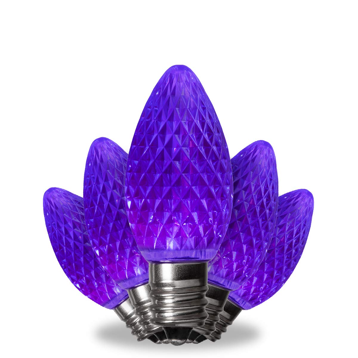 Kringle Traditions Purple C7 LED Christmas Light Bulbs - 25 Pack Dimmable SMD E12 Base Shatter Resistant Replacement Bulbs