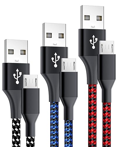 3-Pack 6FT Micro USB Cable Android Charger Cord,Long Braided Fast Micro-USB Charging Cable Compatible with Fire Tablet, Kindle,Samsung Galaxy S7 S6 J7