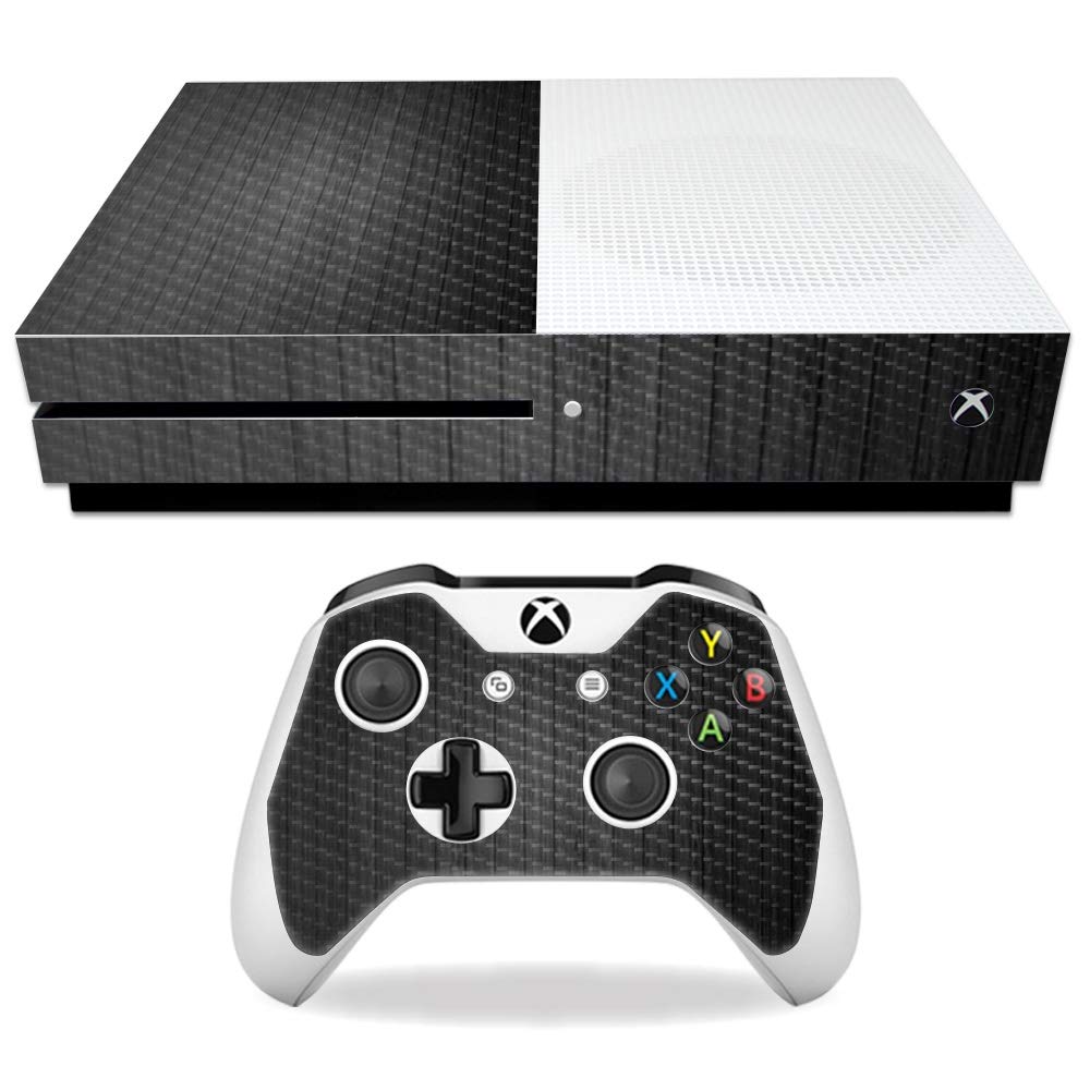 MightySkins Carbon Fiber Skin for Microsoft Xbox One S - Black Wood | Protective, Durable Textured Carbon Fiber Finish | Easy to Apply, Remove,