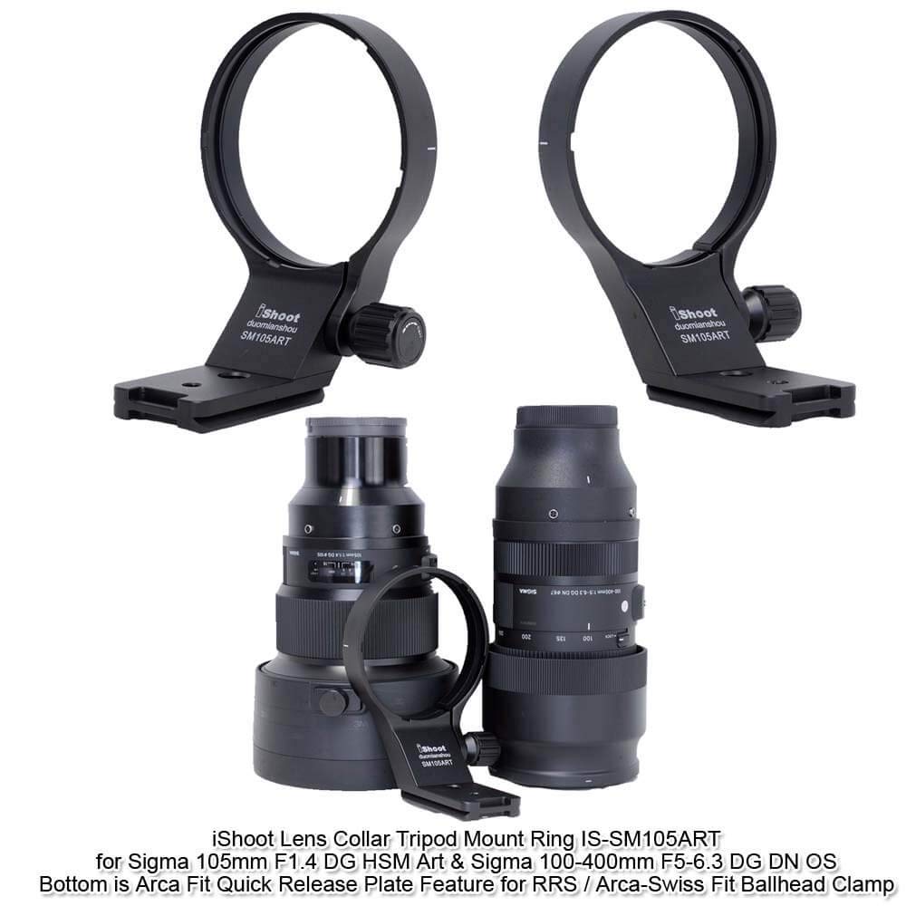 iShoot Lens Collar Tripod Mount Ring Support Holder BracketCompatible with Sigma 105mm f/1.4 DG HSM Art (EF/FX/FE/L Mount) & Sigma 100-400mm f/5-6.3