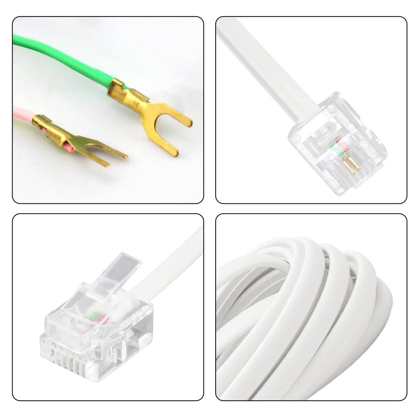 OLIREXD 2PCS Telephone Extension Cable Cord Connector, RJ11 6P2C Telephone landline Extension Cord Cable Cord with Standard RJ11 6P2C Plug with 2