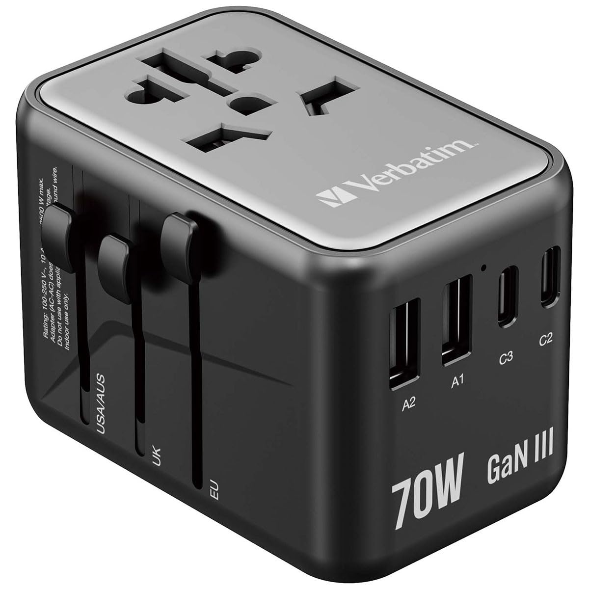 Verbatim UTA-09 GaN III 70W Universal Travel Adapter