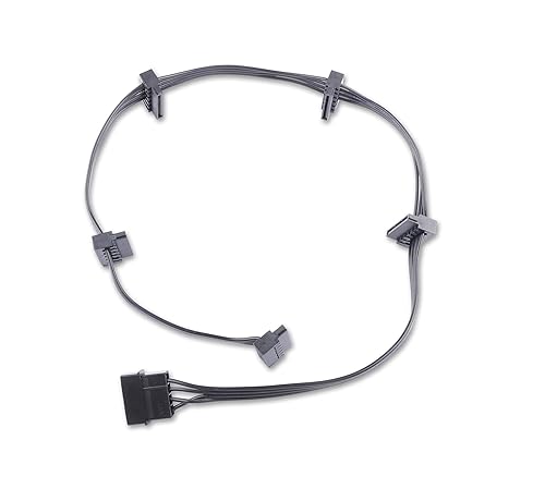 ELFJMZP IDE Molex 4 PIN Male to 5 x SATA 15 PIN Female Expansion Power Cable 23.6in 18AWG Tinned Copper - for PC/NAS/Server Mechanical Hard