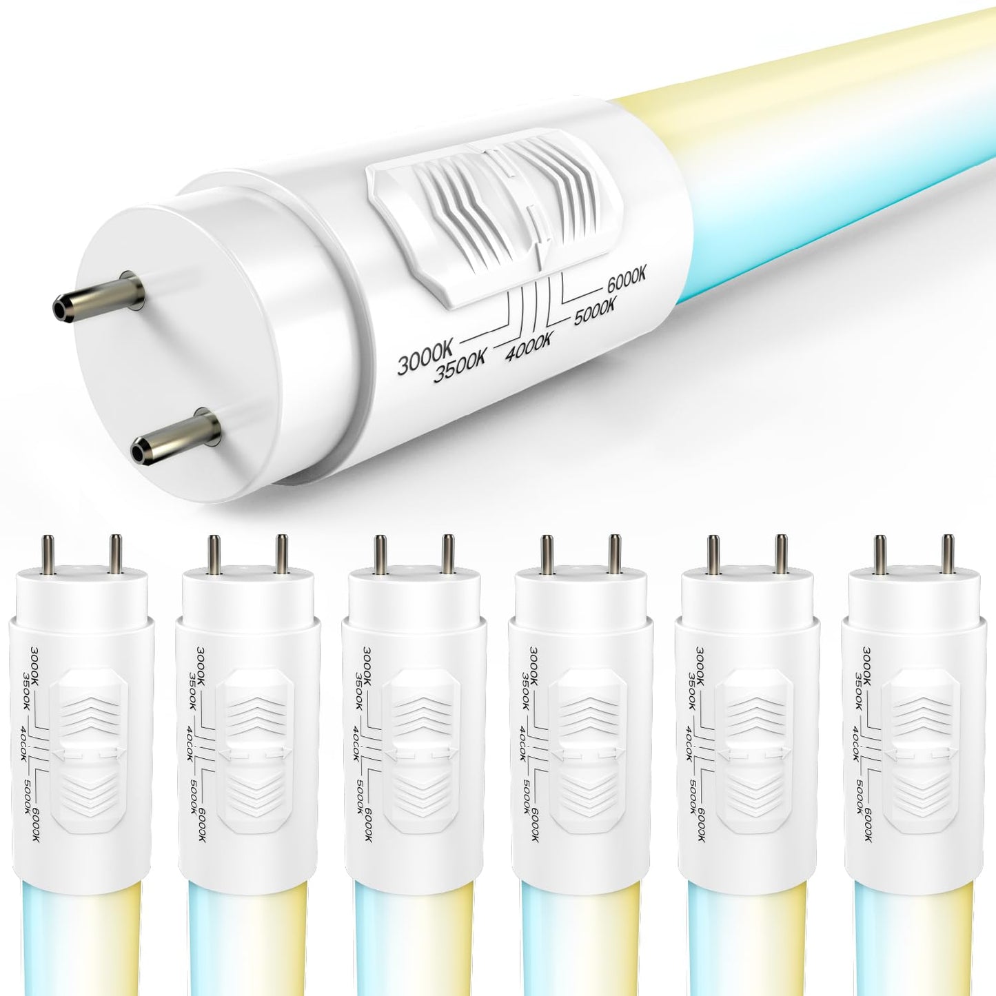 Sunco 6 Pack 4 Foot T8 LED Tube Light Bulbs, 5CCT, 18W Ballast Bypass