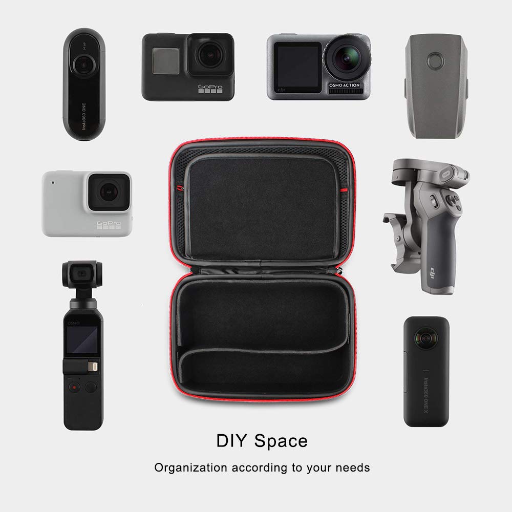 HSU Carrying Case Compatible with GoPro Hero 13/12/11/10/9/8/7/6/5/4/3+/3/DJI Osmo Action Camera, Osmo Pocket, Insta360 ONE X3 Camera and Accessories