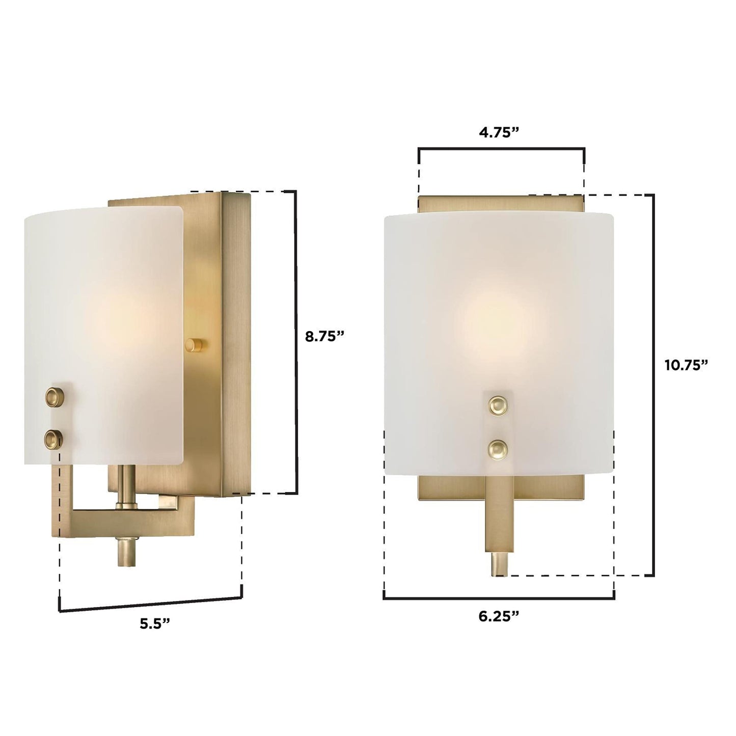 Westinghouse 6128300 Enzo James Contemporary One Light Wall Fixture, Brushed Brass Finish, Frosted Glass