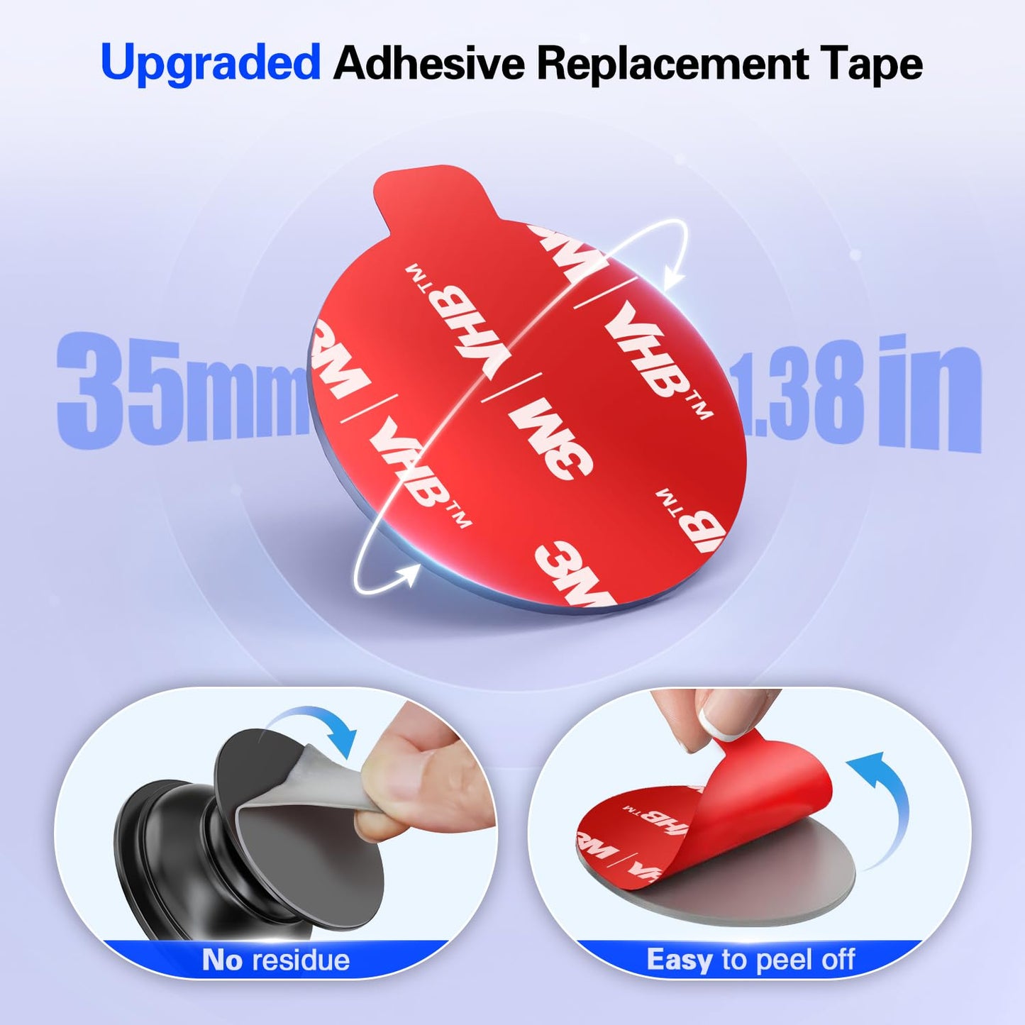 10 Pcs Sticky Pads for Pops Socket Base: 1.38" Round Strong Adhesive Replacement Double Sided Tape for iPhone Popgrips, Cell Phone Grip & Ring Holder