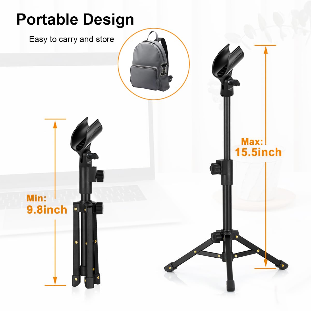 JCTRIWAY Tabletop Mic Stand, Adjustable Desktop Microphone Stand with Mic Clip and 5/8" Male to 3/8" Female Screw for Most Microphone on the Market