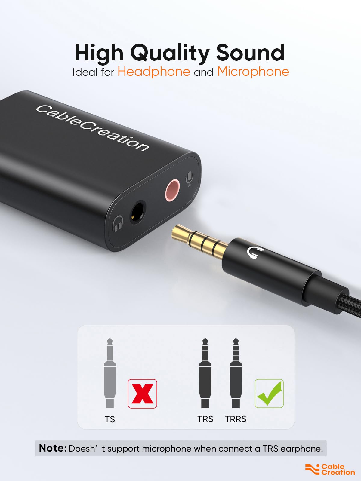 CableCreation USB Audio Adapter External Sound Card with 3.5mm Headphone and Microphone Jack Compatible with Windows, Mac, macOS, Linux, PS4, PS5
