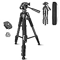 Laser Level Tripod, Huepar 56” Extendable Height Tripod for Line Lasers, Point Lasers, Laser Distance Measures, 1/4" and 5/8" Thread Mount