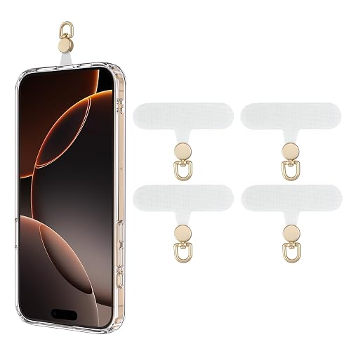 TiMOVO Phone Tether Tab Rotatable 360°, 4 Pack Cell Phone Lanyard Patch for Phone Strap, Anti-Theft Phone Tether Tab for iPhone 16, 15 & Most