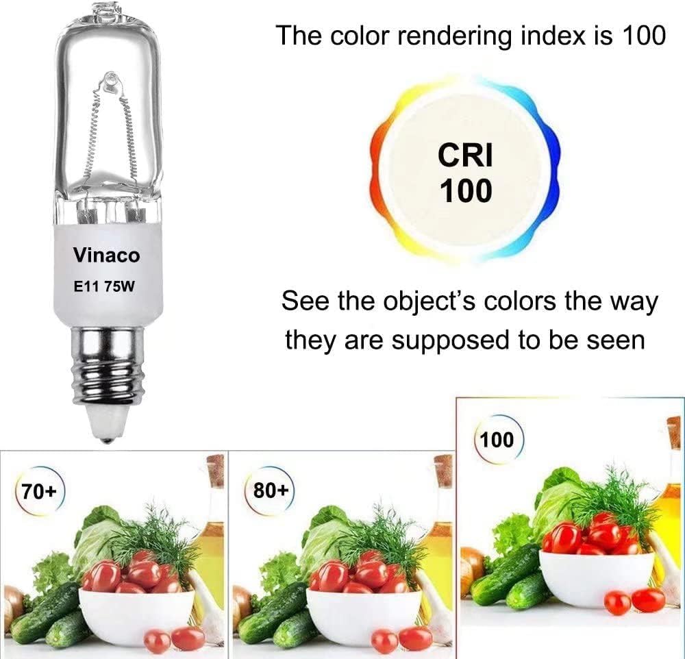 Vinaco JDE11 Halogen Bulbs, 75W 120V, Dimmable Warm White 2700K, 4-Pack