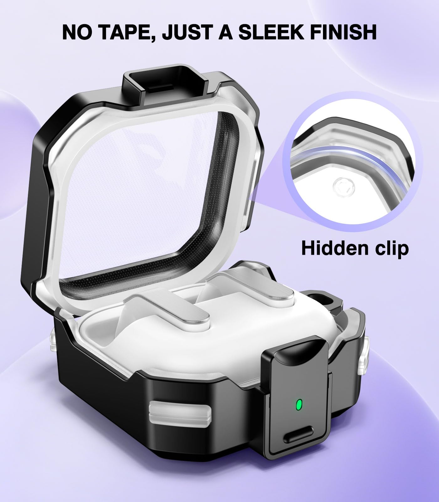 MoKo Clear Case with Secure Lock for Samsung Galaxy Buds 4 Pro Case/Galaxy Buds 4 Case (2026), Rugged Armor Shockproof Full Protection Cover for Women